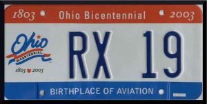 my State of Ohio personalized licence plate